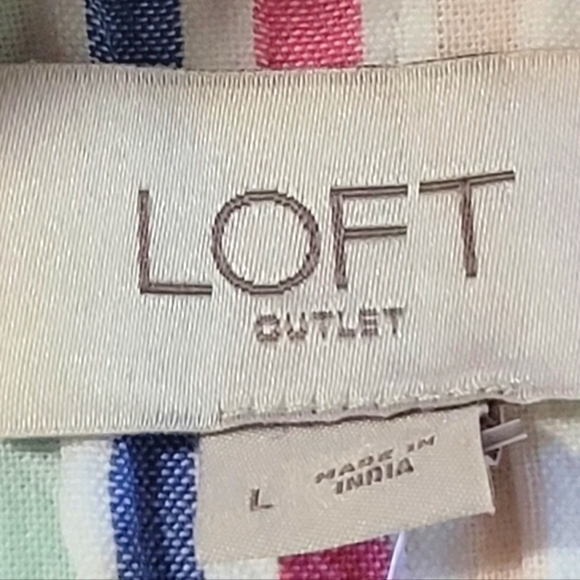 NWT LOFT Large 100% Cotton Stripes Colorful Mini Skirt with Pockets Summer - Picture 5 of 6